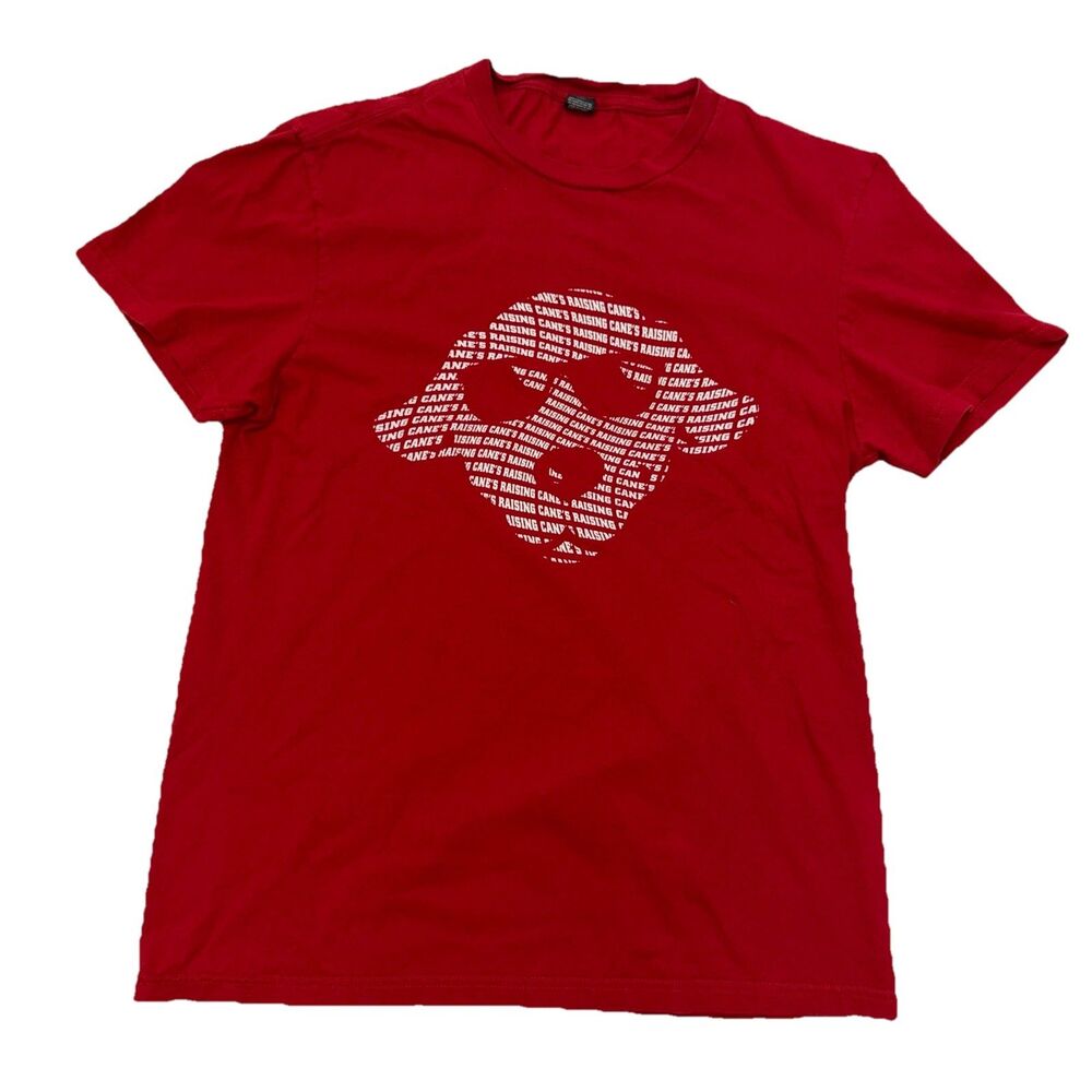 Raising Cane’s Crew Employee T-Shirt Red Large District 100% Cotton EUC